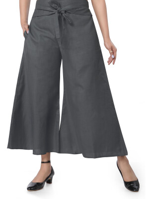Grey flared bottom palazzo pant for women