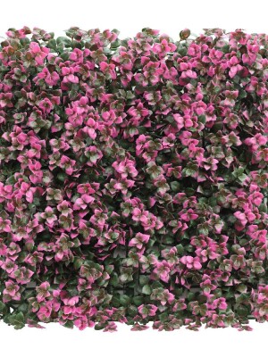 Artificial Hedge Plant UV Protected Greenery Wall Décor Outdoor Indoor Use Backyard Garden Decoration 20 * 20 Inch (Pink)