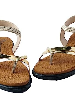 Women and Girls Flat Sandal Gold