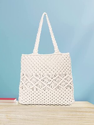 Stylish Handmade Macrame Sling Bags For Women’s macrame hand bag full size off white( bag008)