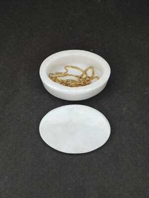 White Alabaster marble Jewellery Box - Natural stone