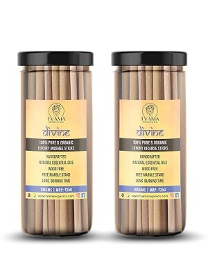 Organics Natural Dhoop Batti Incense Sticks with Stand for Pooja | Long Lasting Aromatic Soothing Fragrance for Home | 200g (Pack of 2)
