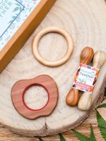 Apple, stick, ring Neem wood teether for babies | natural and organic| helps in teething | set of 4 | 3+ months babies