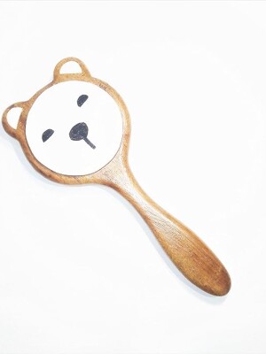 Babies wooden bear drum rattle | Encourage brain & sensory skills | child-safe & smooth finish | Soothing sound | 6+ months |