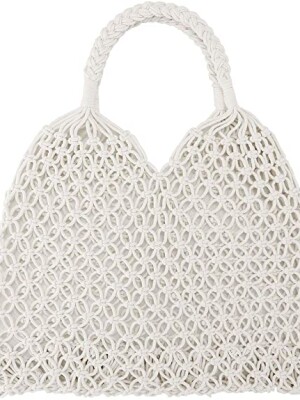 Stylish Handmade Macrame Sling Bags For Women’s macrame hand bag full size off white ( bag003)