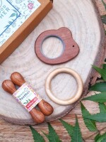 Mouse, stick, ring babycov natural and organic neem wooden teether for babies| helps in teething | 3+ months babies