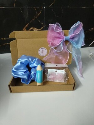 Random scrunchie set box gift for girl and women satin silk hair elastic (purple)
