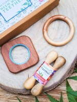 Square, stick, ring natural and organic neem wooden teether for babies | helps in teething | 3+ months for babies