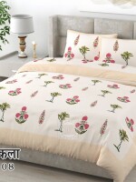 floral print pure cotton double bedsheet with 2 pillow covers