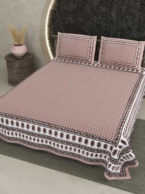 Pink cotton bedsheet with 2 pillow covers