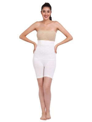 Everyday Comfort Best Fit Sweat Absorbing Tummy Tucker with Thigh Shapewear White