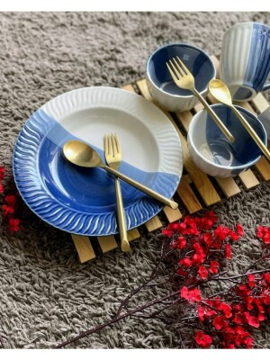 Blue and White Pasta Set Collection  Fill your plate with the colours of the rainbow.