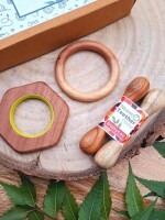 Hexagon, stick, ring natural and organic neem wooden teether for babies | helps in teething | 3+ months babies
