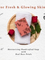 Organics rose petals soap brightening & moisturising bathsoap rose, coconutoil, almond oil & olive oil
