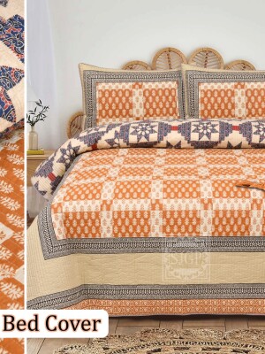 beautiful print stylish mustard bed cover