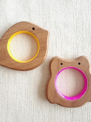 Bird & owl natural neem wood teethers for babies | natural and safe | goodness of organic neem wood | both chewing & grasping toy | set of 2 (Age 3+)