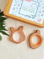 Rabbit & carrot natural neem wood teethers for babies | natural & safe | goodness of organic neem Wood (Age 3+ Months)