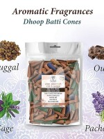 Sage Patchouli Oud Guggal Natural Dhoop Batti Incense Cones for Pooja | Long Lasting Aromatic Soothing Fragrance for Home, Meditation | 200gram