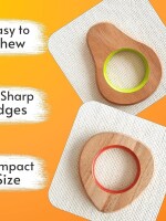 Fruit shape colorful neem wood teethers for babies | pear & strawberry | child safe teether | set of 2 | wooden teethers