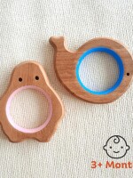 Whale & penguin natural neem wood teethers for babies | natural & safe | goodness of organic neem Wood (Age 3+ Months)