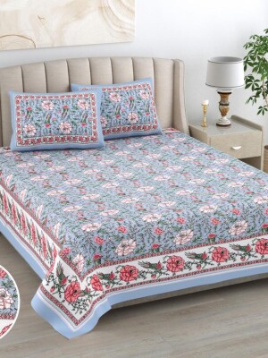 Latest design double bedsheet with 2 pillow cover 100*108 (King size)