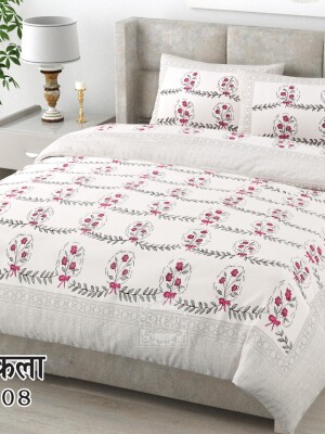 Stunning design king size 100% cotton double bedsheet set with 2 pillow covers