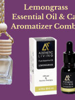 Aesthetic Living Car Aromatizer/ Diffuser Bottle with Essential Oil(Square transparent shape-5ml+ Essential oil15ml)