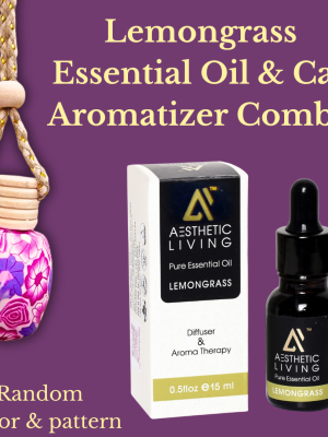 Aesthetic Living Floral Car Aromatizer/ Diffuser Bottle with Essential Oil(Urn shape-5ml+ Essential oil 15ml)