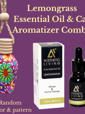 Aesthetic Living  Car Aromatizer/ Diffuser Bottlewith Essential Oil(vase shape-15ml+ Essential oil 15ml)