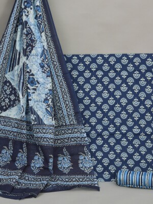 Stunning pure cotton hand block printed Suit | dress material with mulmul dupatta