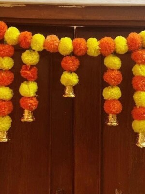 Artificial Marigold Garlands Flowers Door Toran Door Hanging (Orange & Yellow) Door Toran, Door Hanging