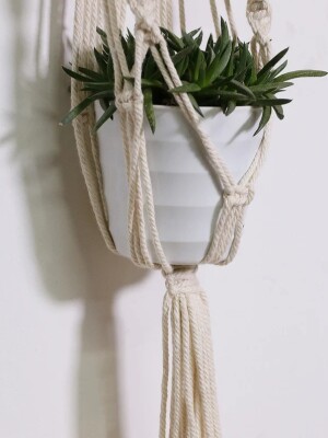 Boho Macrame Plant Hanger, Macrame Hand-Woven Crochet Plant Hangers, Scandinavian Decor, Vintage Style, Minimalist