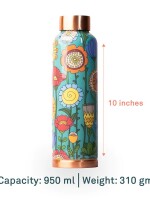 Cluster flora printed | 100% pure copper bottle|950 ml |