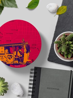 Orange Auto Round & Square Coasters Set for Home Kitchen Office Desk