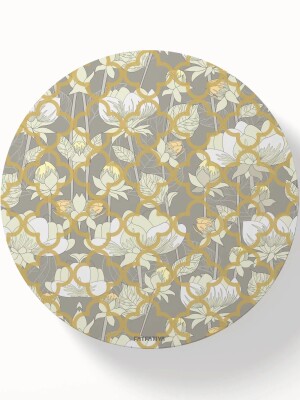 White Lotus Flower Round & Square Coaster Set of 6