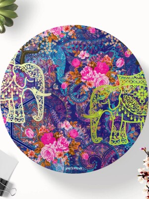 Two Decorated Elephant Round & Square Coasters Set of 6