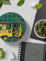 Yellow Auto Rickshaw Round Table Coasters – Set of 6