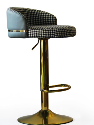 Adjustable luxurious bar stool with stainless steel electroplated gold frames