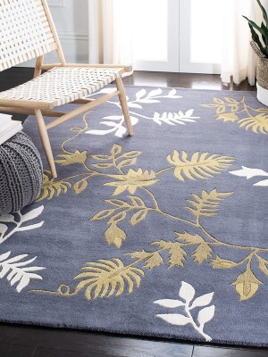 Floral Hand Tufted Rug 100% Wool Area Rug for Hall/Kitchen/Living Room/Bed Room/Dining Room/kids Room