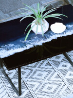 Customizable ocean resin coffee table stunning centerpiece for your living room - metal legs included