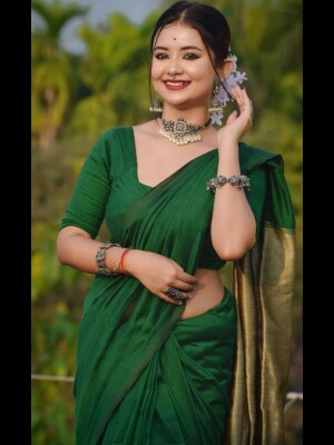 Green Gicha Silk Handloom Saree