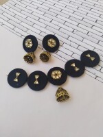 Black and golden fabric kundan choker set with earrings