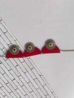 Striking red and oxidised silver choker