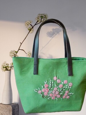 Green Shoulder Bag for Women | Large Tote Bags 17x13x5 inch