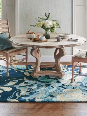 Blue floral hand tufted rug 100% wool area rug for hall/kitchen/living room/bed room/dining room/kids room