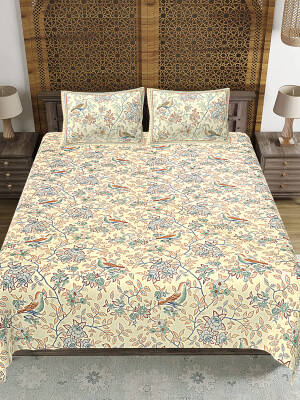 Soft & comfy jaipuri print cotton bedsheet with 2 pillow covers