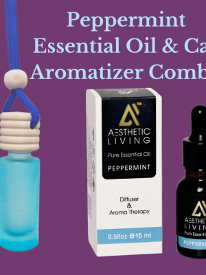 Aesthetic Living Car Aromatizer/ Diffuser Bottle with Essential Oil(Neon Tube shape-6ml + Peppermint Essential oil 15ml)