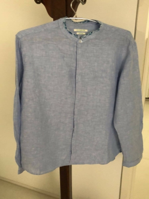 Benetton Sky Blue Double Mandarin Collar Kurta/ Shirt