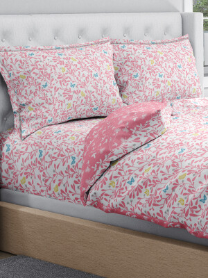 double bed sheet,100% Pure Cotton Butterfly Floral Bedsheet Set