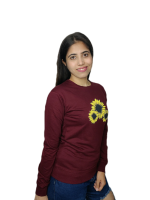 Women's Red Cotton Yellow Printed Tee